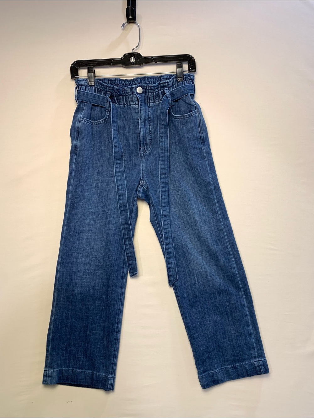 J. Crew 25 Blue High-Rise Wide-Leg Paperbag Jeans with Tie Waist 90s Revival